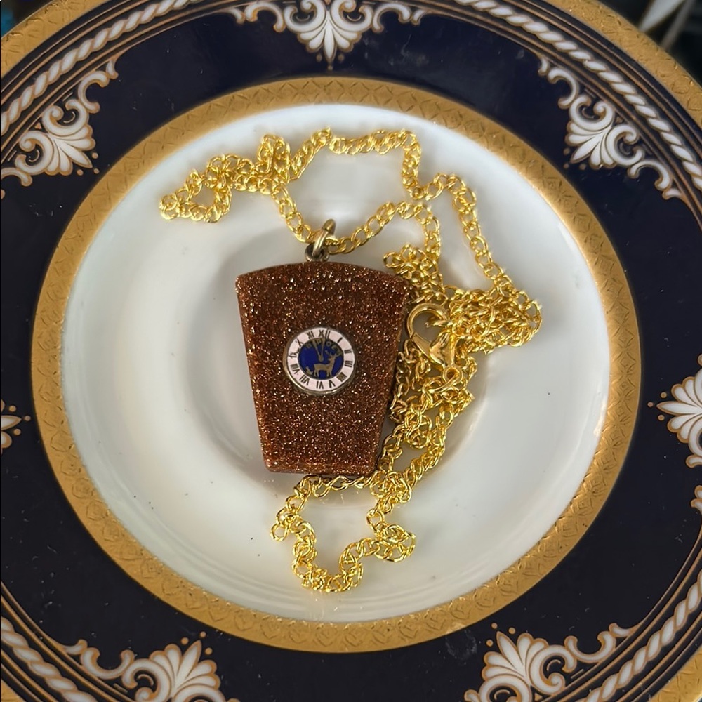 Vintage Sunstone Elks BPOE Pendant Necklace